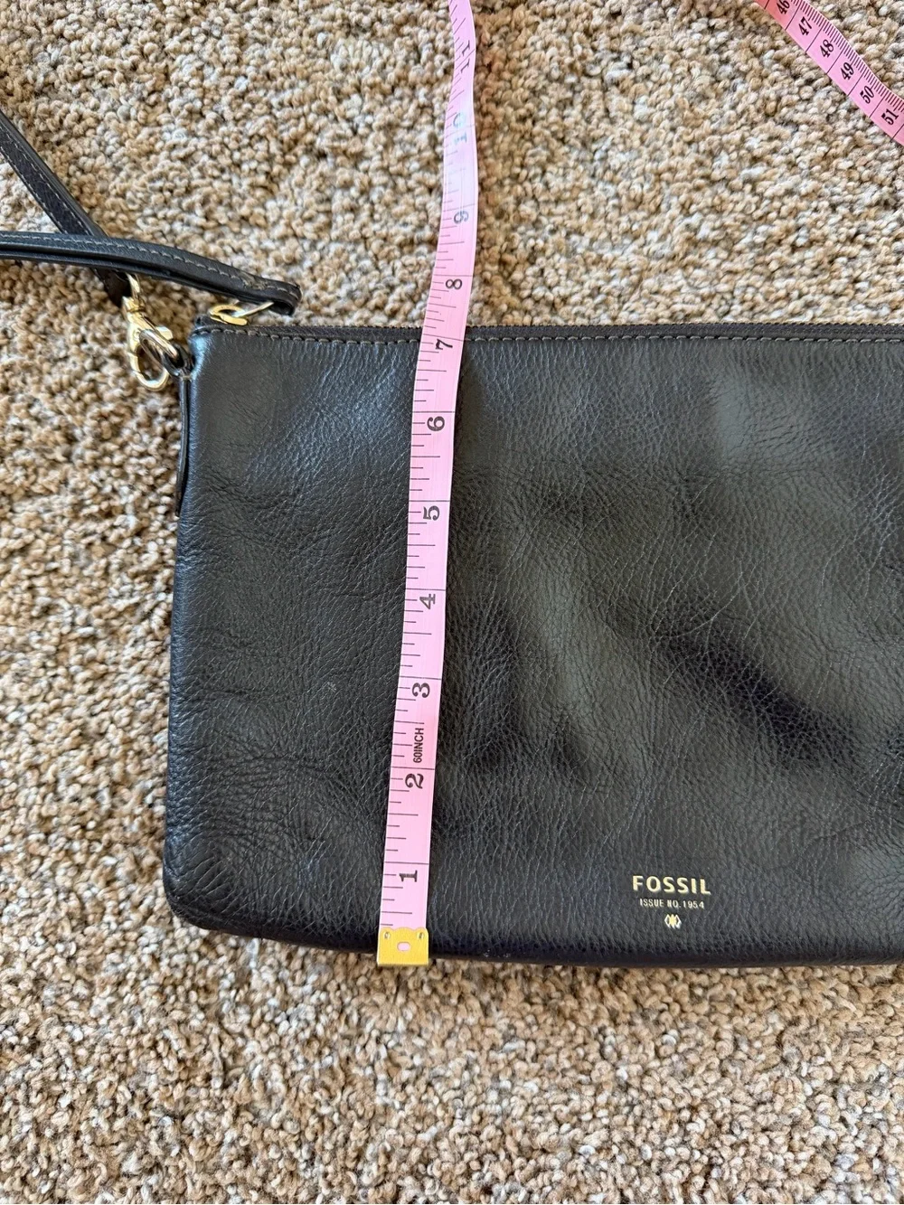 FOSSIL Black Pebbled Leather Crossbody